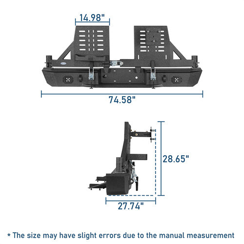 Aftermarket Rear Bumper w/ Dual Swing Arms For 1992-1999 Chevy Suburban Tahoe/GMC Yukon - Landshaker4x4