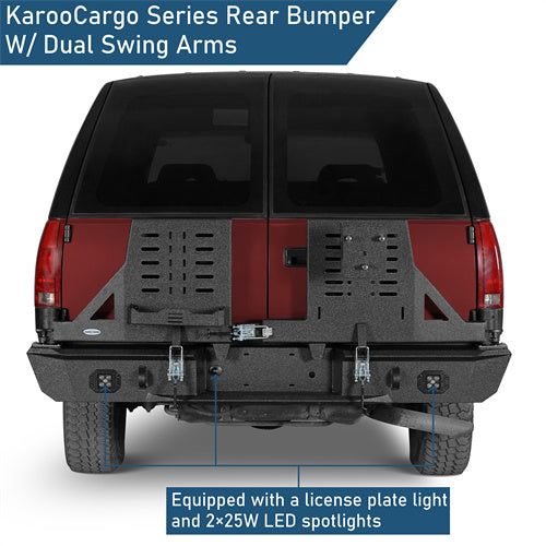 Aftermarket Rear Bumper w/ Dual Swing Arms For 1992-1999 Chevy Suburban Tahoe/GMC Yukon - Landshaker4x4