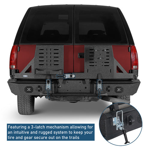 Aftermarket Rear Bumper w/ Dual Swing Arms For 1992-1999 Chevy Suburban Tahoe/GMC Yukon - Landshaker4x4