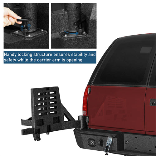 Aftermarket Rear Bumper w/ Dual Swing Arms For 1992-1999 Chevy Suburban Tahoe/GMC Yukon - Landshaker4x4