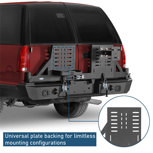 Aftermarket Rear Bumper w/ Dual Swing Arms For 1992-1999 Chevy Suburban Tahoe/GMC Yukon - Landshaker4x4