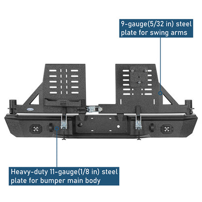 Aftermarket Rear Bumper w/ Dual Swing Arms For 1992-1999 Chevy Suburban Tahoe/GMC Yukon - Landshaker4x4
