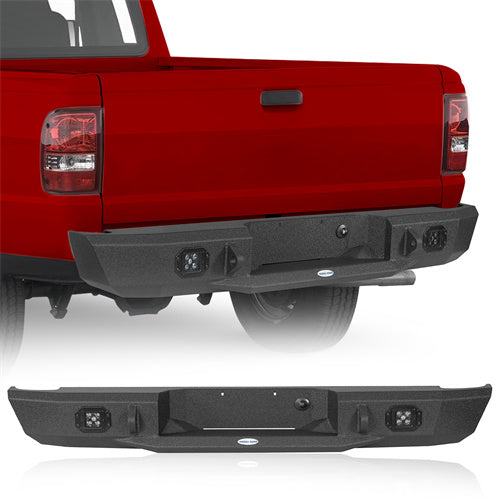 Road Trip Rear Bumper w/ LED Spotlights For 1993-2011 Ford Ranger Fleetside - Landshaker4x4