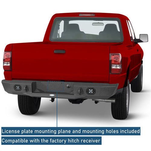 Road Trip Rear Bumper w/ LED Spotlights For 1993-2011 Ford Ranger Fleetside - Landshaker4x4