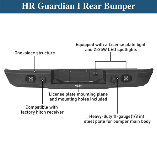 Road Trip Rear Bumper w/ LED Spotlights For 1993-2011 Ford Ranger Fleetside - Landshaker4x4
