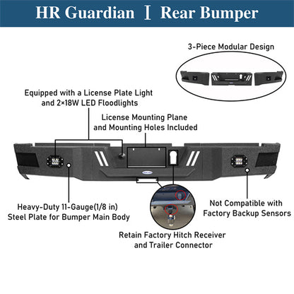 Road Trip Rear Bumper w/ LED White Floodlights For 2010-2018 Ram 2500 - LandShaker4x4