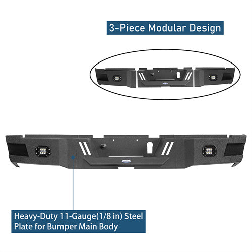 Road Trip Rear Bumper w/ LED White Floodlights For 2010-2018 Ram 2500 - LandShaker4x4