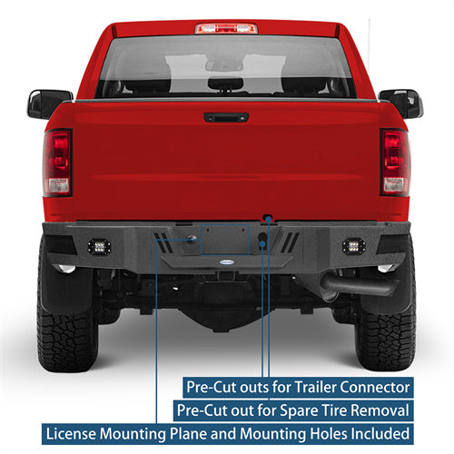 Road Trip Rear Bumper w/ LED White Floodlights For 2010-2018 Ram 2500 - LandShaker4x4