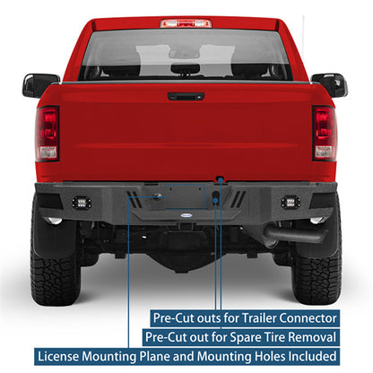 Road Trip Rear Bumper w/ LED White Floodlights For 2010-2018 Ram 2500 - LandShaker4x4