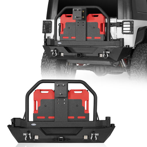 Rear Bumper With Rack Bar & Spare Tire Frame for 2007-2018 Jeep Wrangler JK - LandShaker 4x4 LSG.2015 2