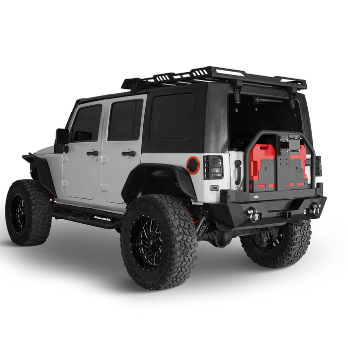 Rear Bumper With Rack Bar & Spare Tire Frame for 2007-2018 Jeep Wrangler JK - LandShaker 4x4 LSG.2015 4