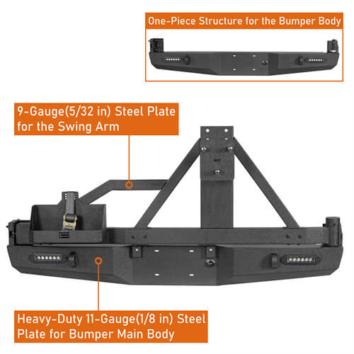 Rear Bumper w/Tire Carrier, Jerry Can Holder for 2005-2015 Toyota Tacoma  - LandShaker 4x4 ls4013 14