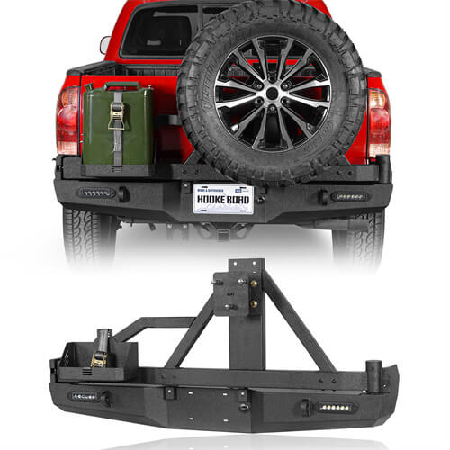 Rear Bumper w/Tire Carrier, Jerry Can Holder for 2005-2015 Toyota Tacoma  - LandShaker 4x4 ls4013 2