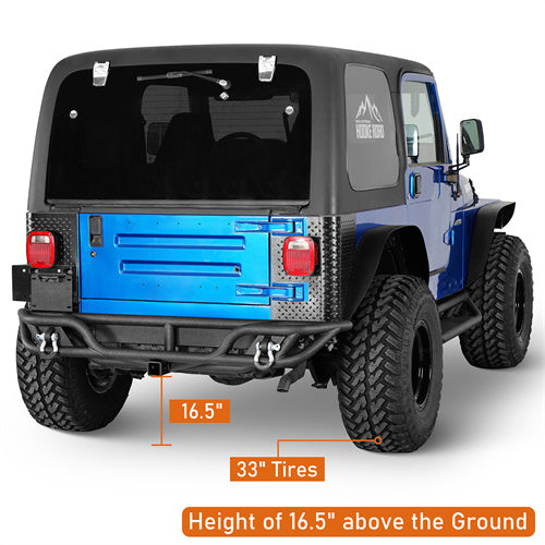 Road Trip Tubular Rear Bumper w/ License Plate Mount For 1997-2006 Jeep Wrangler TJ - LandShaker4x4