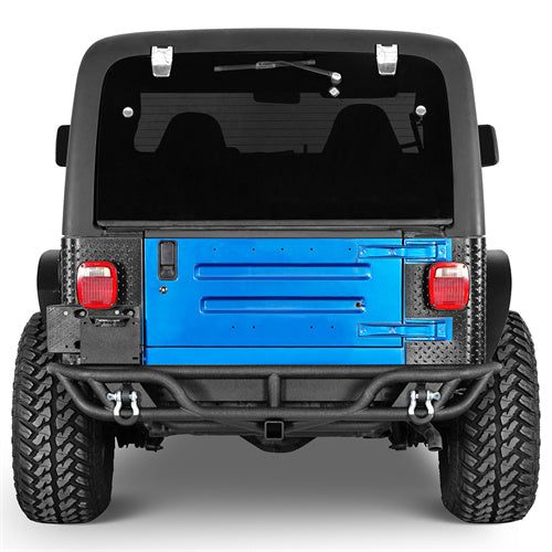 Road Trip Tubular Rear Bumper w/ License Plate Mount For 1997-2006 Jeep Wrangler TJ - LandShaker4x4