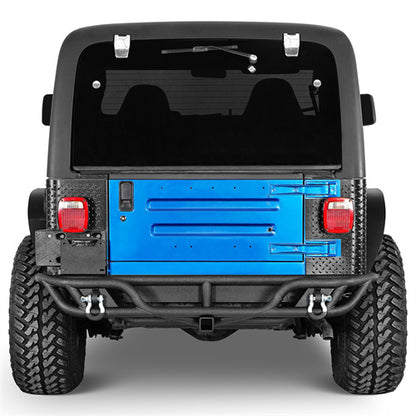 Road Trip Tubular Rear Bumper w/ License Plate Mount For 1997-2006 Jeep Wrangler TJ - LandShaker4x4