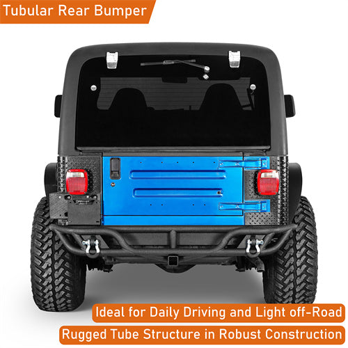 Road Trip Tubular Rear Bumper w/ License Plate Mount For 1997-2006 Jeep Wrangler TJ - LandShaker4x4
