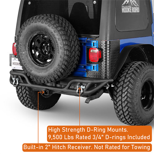 Road Trip Tubular Rear Bumper w/ License Plate Mount For 1997-2006 Jeep Wrangler TJ - LandShaker4x4