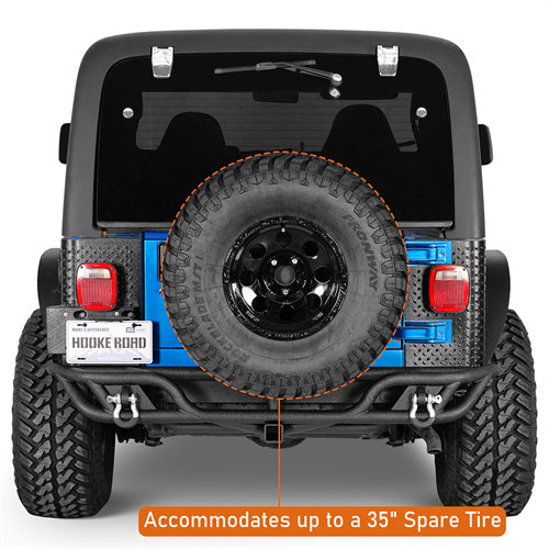 Road Trip Tubular Rear Bumper w/ License Plate Mount For 1997-2006 Jeep Wrangler TJ - LandShaker4x4