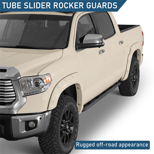 Tube Slider Rocker Guards For 2007-2021 Toyota Tundra CrewMax - Landshaker4x4