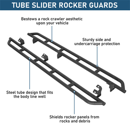 Tube Slider Rocker Guards For 2007-2021 Toyota Tundra CrewMax - Landshaker4x4