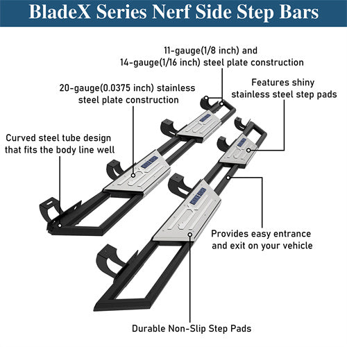 Aftermarket Nerf Side Step Bars For 2020-2025 Jeep Gladiator JT - Landshaker4x4