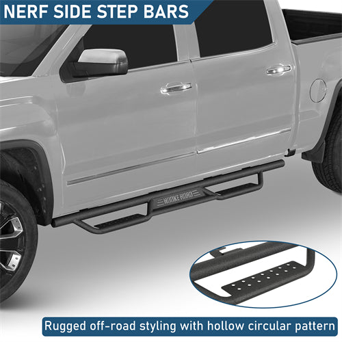 Nerf Side Step Bars For 2007-2018 Chevy Silverado/GMC Sierra 1500 | Crew Cab; 2007-2019 Chevy Silverado/GMC Sierra 2500 HD 3500 HD | Crew Cab - Landshaker4x4