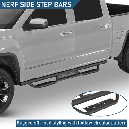 Nerf Side Step Bars For 2007-2018 Chevy Silverado/GMC Sierra 1500 | Crew Cab; 2007-2019 Chevy Silverado/GMC Sierra 2500 HD 3500 HD | Crew Cab - Landshaker4x4