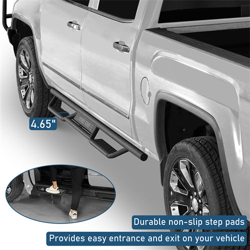 Nerf Side Step Bars For 2007-2018 Chevy Silverado/GMC Sierra 1500 | Crew Cab; 2007-2019 Chevy Silverado/GMC Sierra 2500 HD 3500 HD | Crew Cab - Landshaker4x4