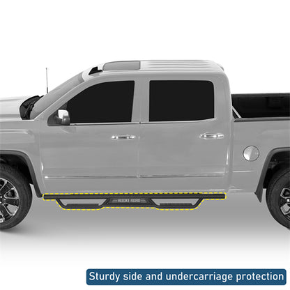 Nerf Side Step Bars For 2007-2018 Chevy Silverado/GMC Sierra 1500 | Crew Cab; 2007-2019 Chevy Silverado/GMC Sierra 2500 HD 3500 HD | Crew Cab - Landshaker4x4