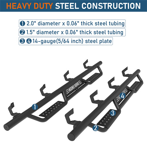 Nerf Side Step Bars For 2007-2018 Chevy Silverado/GMC Sierra 1500 | Crew Cab; 2007-2019 Chevy Silverado/GMC Sierra 2500 HD 3500 HD | Crew Cab - Landshaker4x4