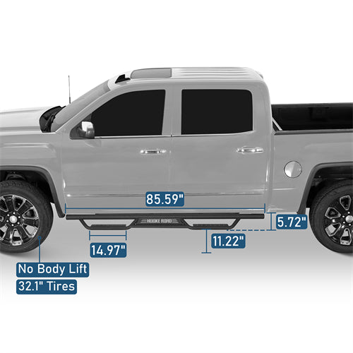 Nerf Side Step Bars For 2007-2018 Chevy Silverado/GMC Sierra 1500 | Crew Cab; 2007-2019 Chevy Silverado/GMC Sierra 2500 HD 3500 HD | Crew Cab - Landshaker4x4