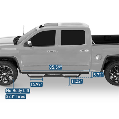 Nerf Side Step Bars For 2007-2018 Chevy Silverado/GMC Sierra 1500 | Crew Cab; 2007-2019 Chevy Silverado/GMC Sierra 2500 HD 3500 HD | Crew Cab - Landshaker4x4