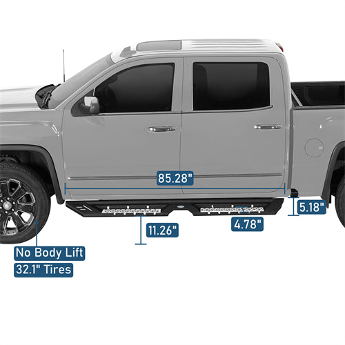 Nerf Side Step Bars For 2007-2018 Chevy Silverado/GMC Sierra 1500 | Crew Cab; 2007-2019 Chevy Silverado/GMC Sierra 2500 HD 3500 HD | Crew Cab - Landshaker4x4