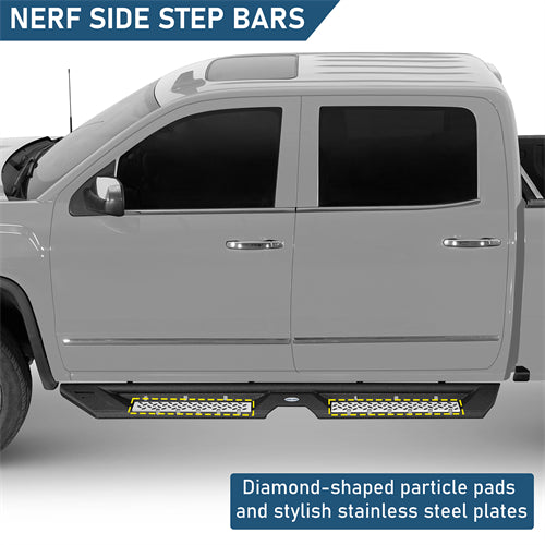 Nerf Side Step Bars For 2007-2018 Chevy Silverado/GMC Sierra 1500 | Crew Cab; 2007-2019 Chevy Silverado/GMC Sierra 2500 HD 3500 HD | Crew Cab - Landshaker4x4
