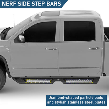 Nerf Side Step Bars For 2007-2018 Chevy Silverado/GMC Sierra 1500 | Crew Cab; 2007-2019 Chevy Silverado/GMC Sierra 2500 HD 3500 HD | Crew Cab - Landshaker4x4