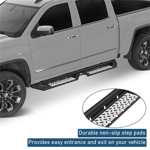 Nerf Side Step Bars For 2007-2018 Chevy Silverado/GMC Sierra 1500 | Crew Cab; 2007-2019 Chevy Silverado/GMC Sierra 2500 HD 3500 HD | Crew Cab - Landshaker4x4