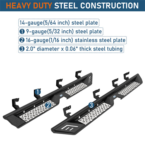 Nerf Side Step Bars For 2007-2018 Chevy Silverado/GMC Sierra 1500 | Crew Cab; 2007-2019 Chevy Silverado/GMC Sierra 2500 HD 3500 HD | Crew Cab - Landshaker4x4