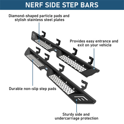 Nerf Side Step Bars For 2007-2018 Chevy Silverado/GMC Sierra 1500 | Crew Cab; 2007-2019 Chevy Silverado/GMC Sierra 2500 HD 3500 HD | Crew Cab - Landshaker4x4