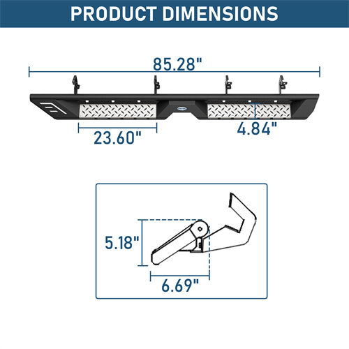 Nerf Side Step Bars For 2007-2018 Chevy Silverado/GMC Sierra 1500 | Crew Cab; 2007-2019 Chevy Silverado/GMC Sierra 2500 HD 3500 HD | Crew Cab - Landshaker4x4