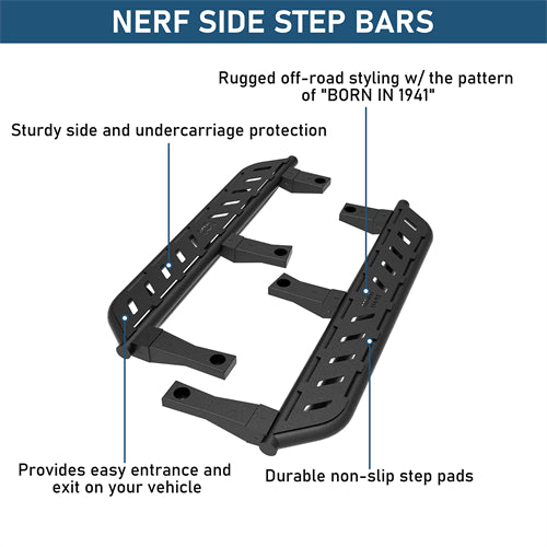 Nerf Side Step Bars For 1987-1995 Jeep Wrangler YJ - LandShaker