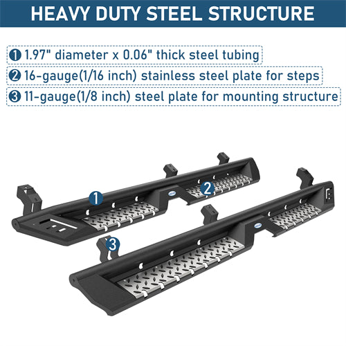 Nerf Side Step Bars For 2007-2021 Toyota Tundra CrewMax - Landshaker4x4