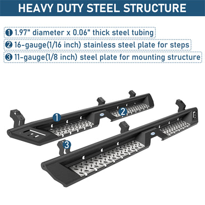 Nerf Side Step Bars For 2007-2021 Toyota Tundra CrewMax - Landshaker4x4