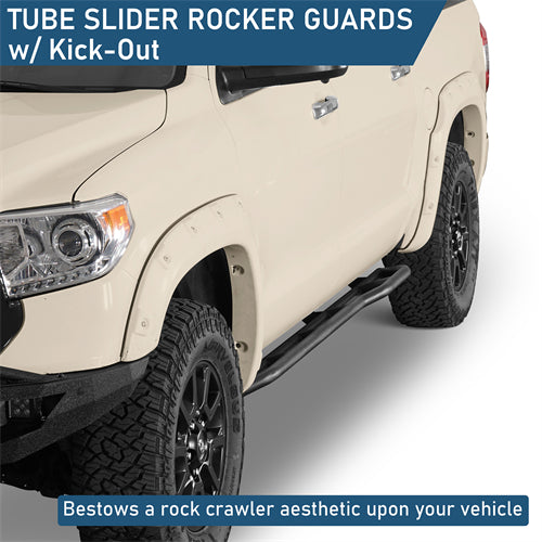 Tube Slider Rocker Guards For 2007-2021 Toyota Tundra CrewMax - Landshaker4x4