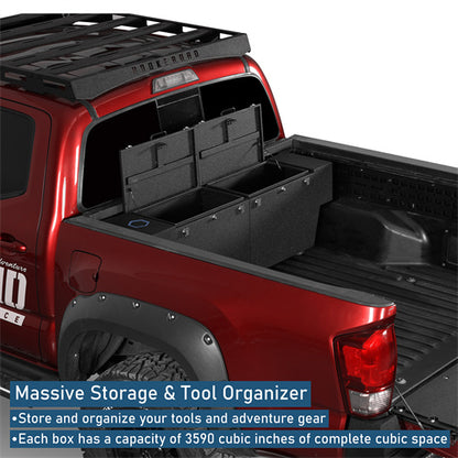 Truck Tool Box Lockable Storage Box Set For 2005-2023 Toyota Tacoma / 2015-2022 Chevy Colorado / GMC Canyon 5'2" Bed - Landshaker4x4