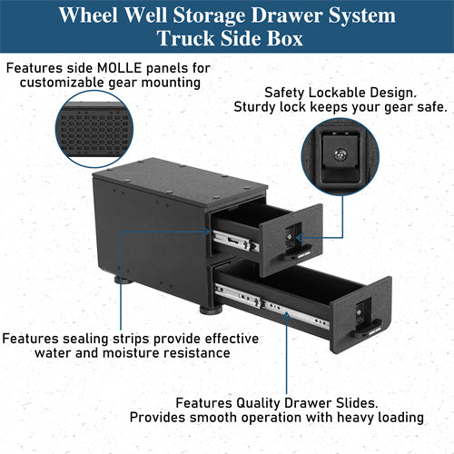 Wheel Well Storage Drawer System Truck Side Box For Overland Off-Road Vehicles, Pick-up Trucks - Landshaker4x4