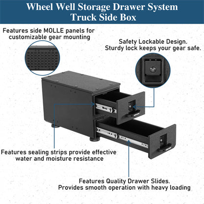 Wheel Well Storage Drawer System Truck Side Box For Overland Off-Road Vehicles, Pick-up Trucks - Landshaker4x4
