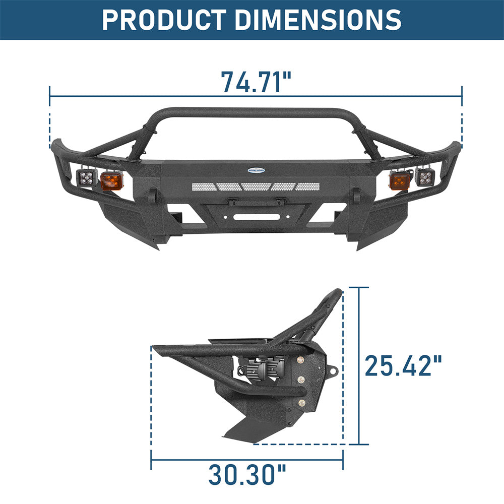 Front Bumper with Winch Plate & 4 LED Spot Lights  2003-2009 Toyota 4Runner Landshaker4x4 9856s 4