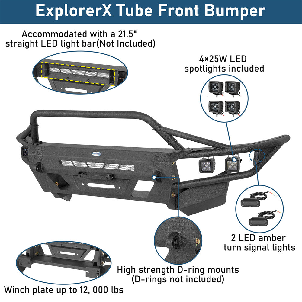 Front Bumper with Winch Plate & 4 LED Spot Lights  2003-2009 Toyota 4Runner Landshaker4x4 9856s 7