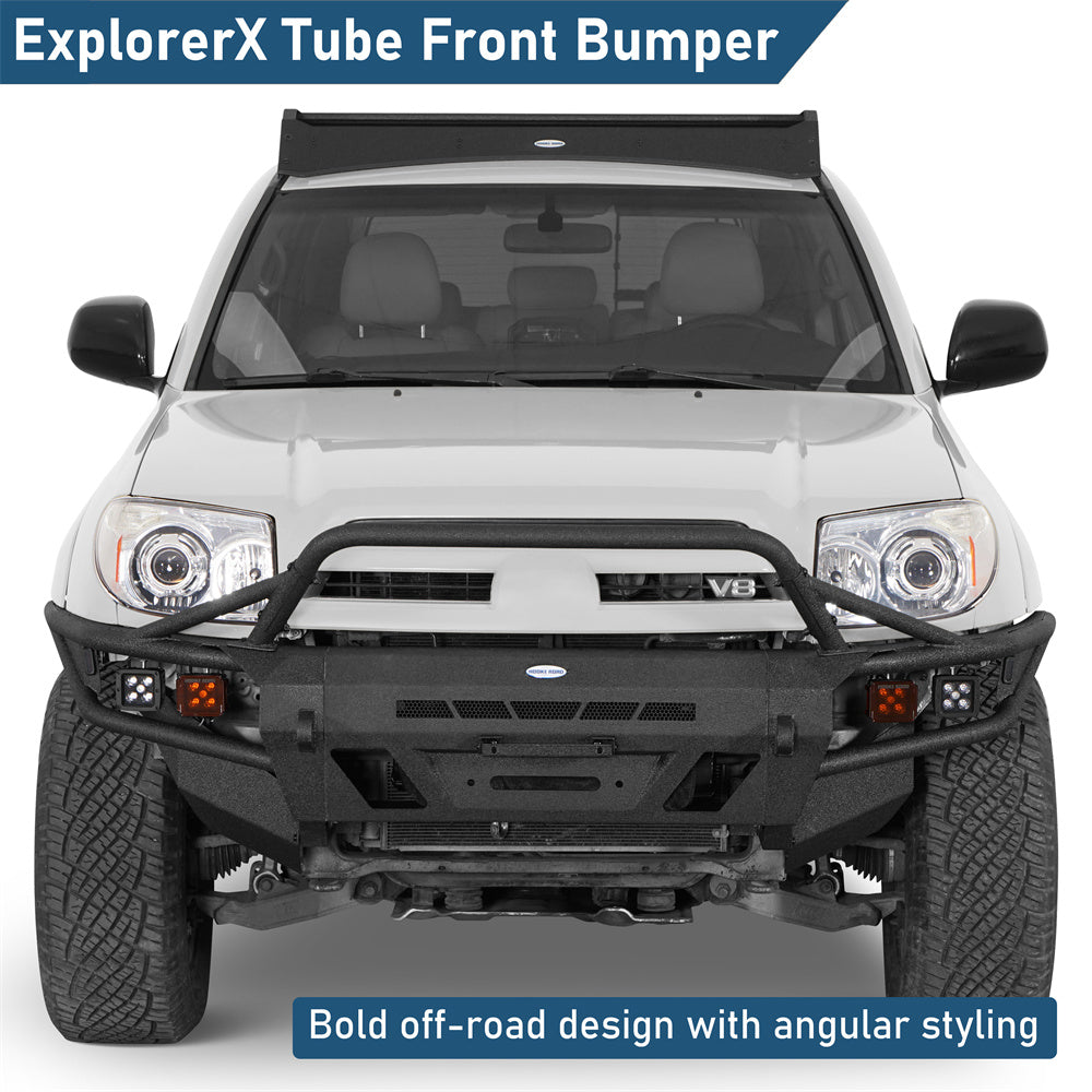 Front Bumper with Winch Plate & 4 LED Spot Lights  2003-2009 Toyota 4Runner Landshaker4x4 9856s 8